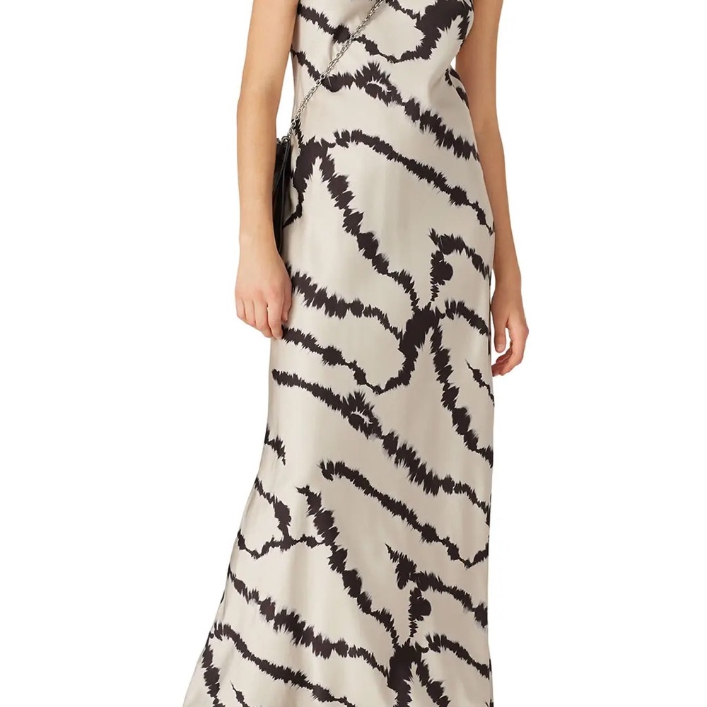 Black and White All Saints Silky Long Maxi Strappy Dress